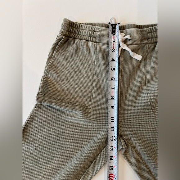 Jane and Delancey Waffle Ribbed Olive Army Green Straight Leg Stretch Lounge - Picture 5 of 13